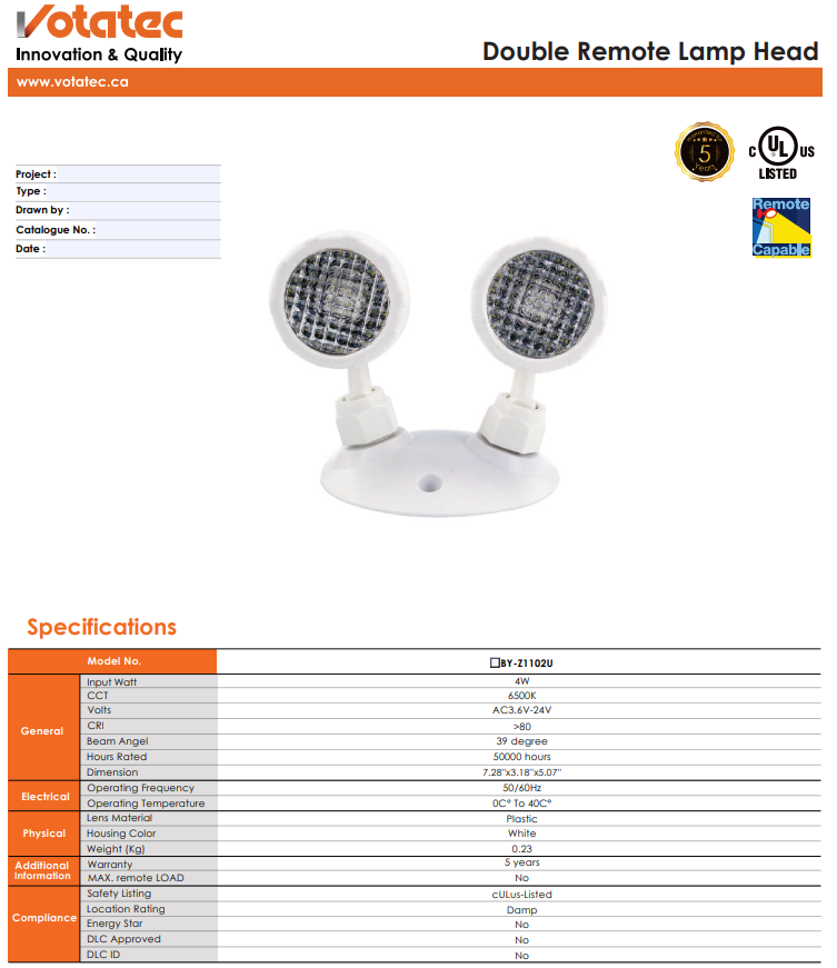 Votatec Double Remote Lamp Head