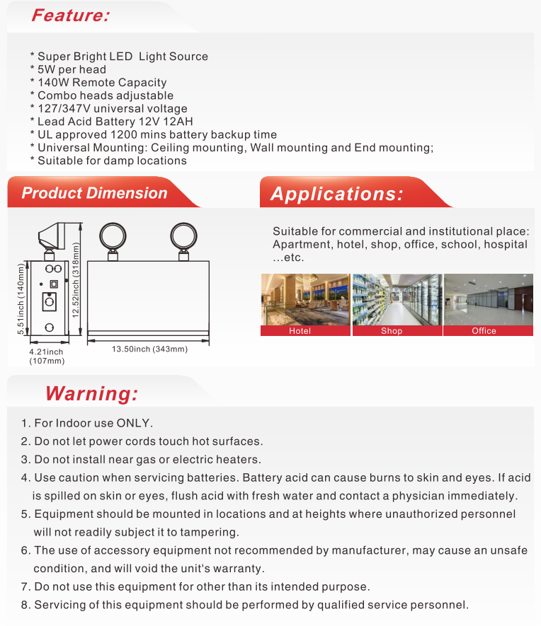 Nexleds 140W Battery Unit with 5W LED Heads