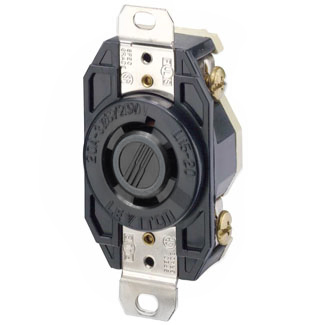 Leviton 2410, 20 Amp, 125/250 Volt, Flush Mount Locking Receptacle, Industrial Grade