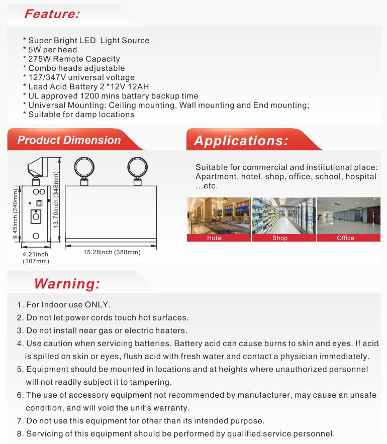 Nexleds 275W Battery Unit with 5W LED Heads
