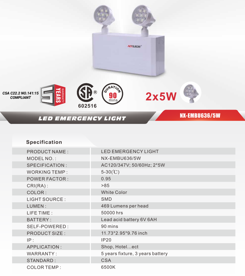 Nexleds 36W Battery Unit with 5W LED Heads