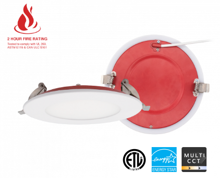 Reno Lighting 2-Hour Fire Rated 4" potlight, 12W, 5CCT (2700K/3000K/3500K/4000K/5000K), 800LM,