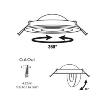 canolight 4" Recessed LED Slim Gimbal Potlight, 9W 950Lm 5CCT adjustable(2700K/3000K/3500K/4000K/5000K) White,Black