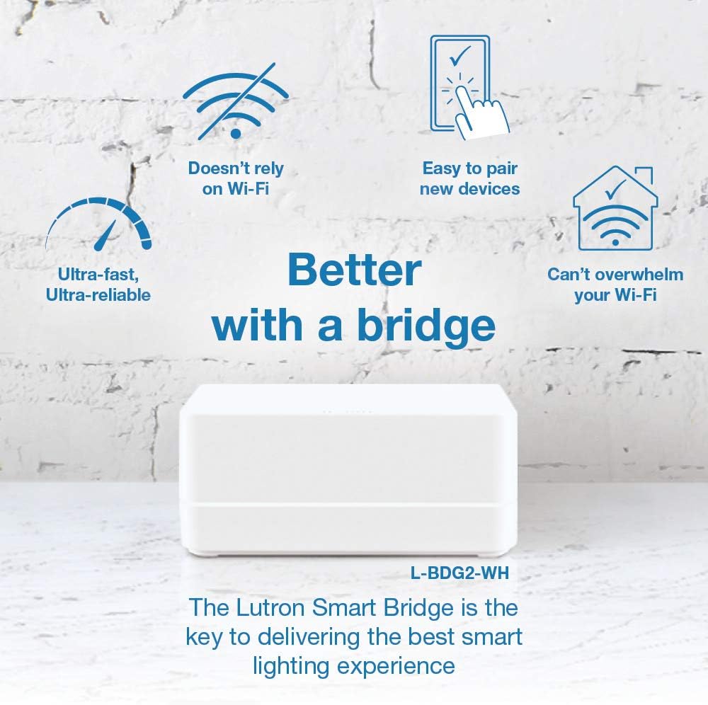 Lutron P-BDG-PKG1W-C, Caseta Wireless Smart Lighting Dimmer Switch With A Remote Control And A Smart Bridge