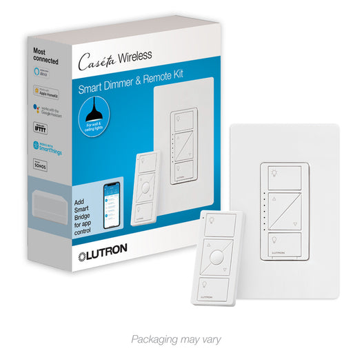 Lutron P-PKG1W-WH-C, Caseta Wireless Smart Lighting Dimmer Switch With A Remote Control