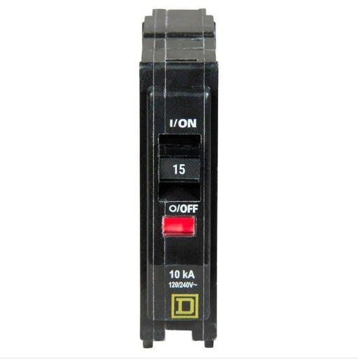 SquareD, QO, 15A, 1 pole, 120/240VAC, 10kA, plug in, QO115
