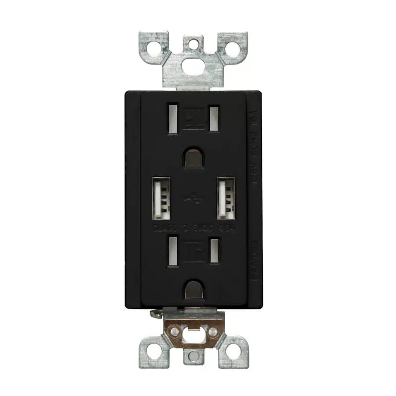 Votatec USB Charger & Duplex Receptacle (TR) TYPE A White/Black