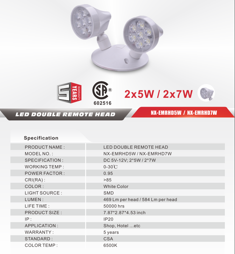 NEXLEDS Led Double Remote Light 5Wx2/7Wx2