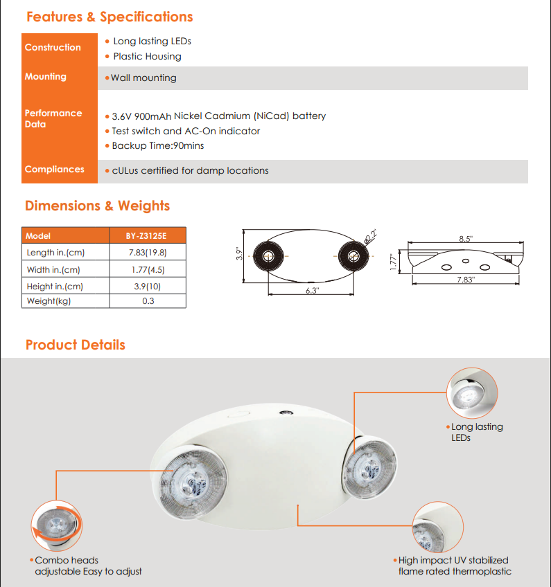 Votatec Mini Dual Head Emergency Light