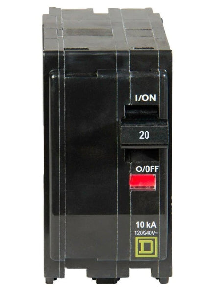 SquareD, QO, 20A, 2 pole, 120/240VAC, 10kA, plug in, QO220