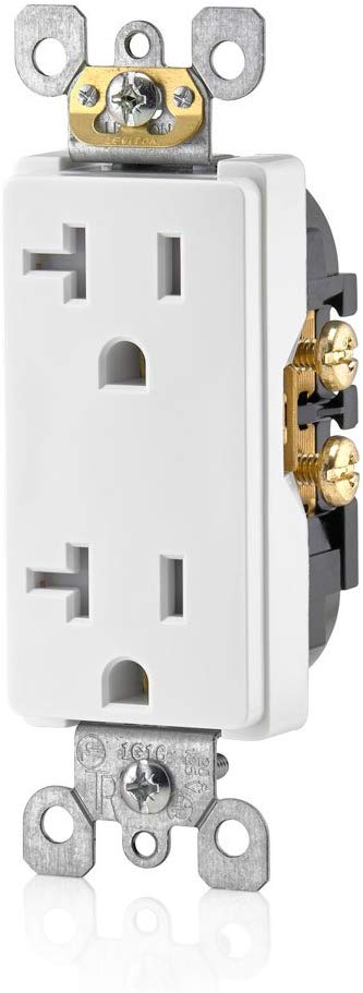 Leviton T5825-W 20 Amp, Tamper- Resistant, Decora Duplex Receptacle, Residential Grade (White) wall plate excluded - Consavvy