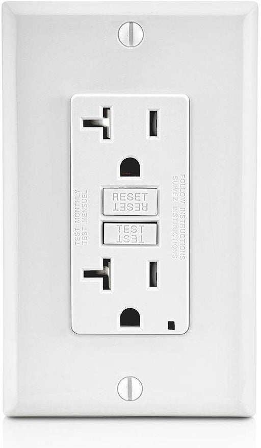 Leviton GFTR2-W Self-Test SmartlockPro Slim GFCI Tamper-Resistant Receptacle with Led Indicator, 20-Amp, White wall plates included - Consavvy