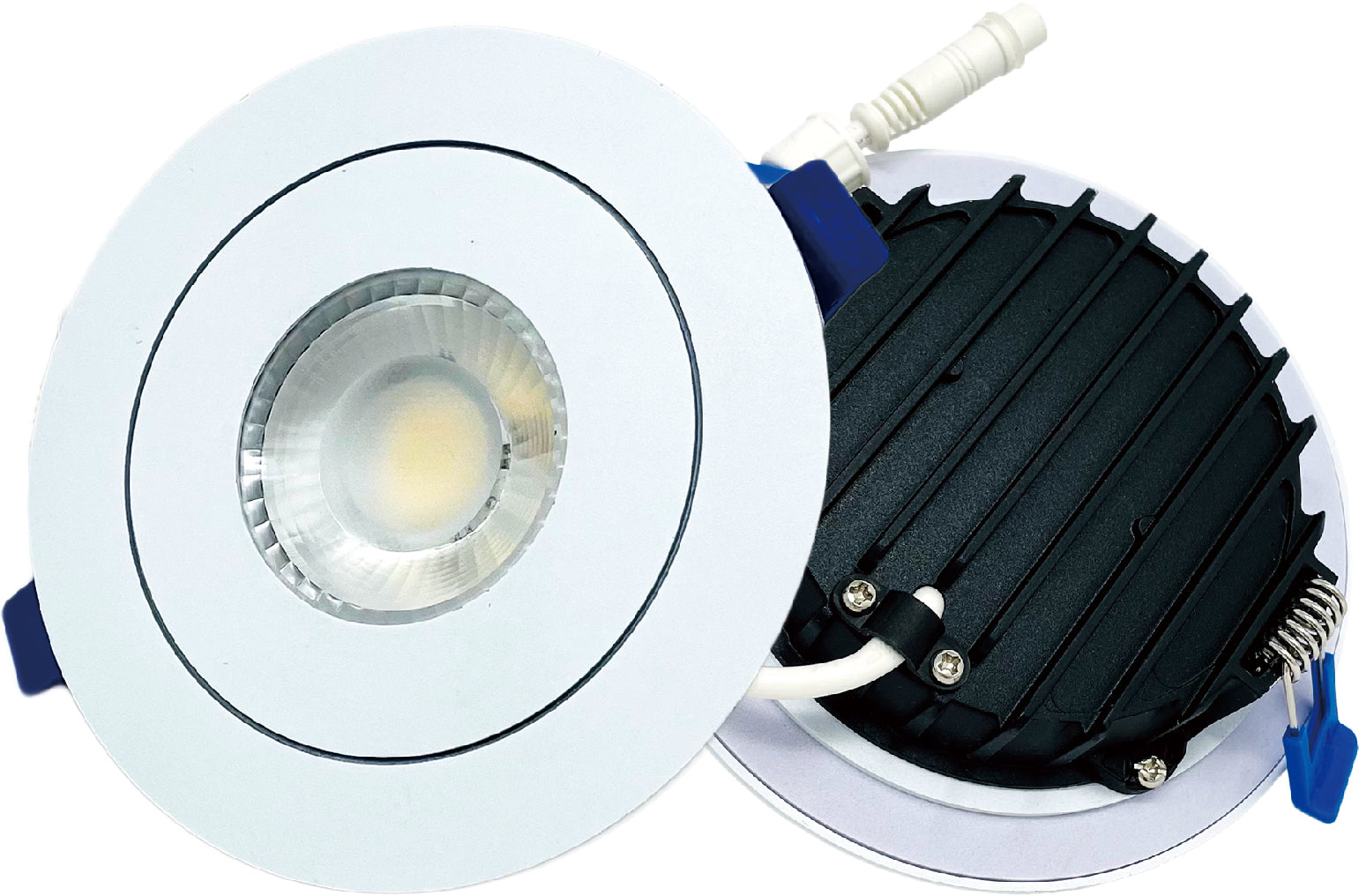 DawnRay 4" LED Potlight 2700K/3000K/3500K/4000K/5000K(5CCT changeable) Non-Twistable Traditional Gimble Looking With 38° Beam Angle, White 9W 700Lm