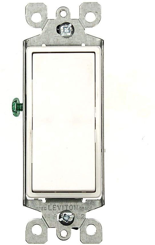 Leviton 5603-P2W 15 Amp, 120/277 Volt, Decora Rocker 3-Way AC Quiet Switch, Residential Grade, Grounding, White - Consavvy