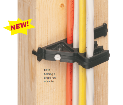 Arlington Industries CS14-25 Nail-On Cable Spacer, Holds up to Eight 14/2 Cables on Stud, Non-Metallic, 25-Pack
