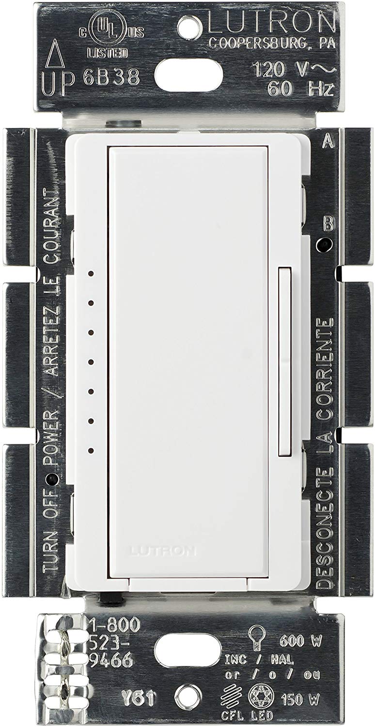Lutron MACL-153M-WH-C Maestro C.L Dimmer Switch for Dimmable LED, Halogen & Incandescent Bulbs, Single-Pole or Multi-Location,White - Consavvy