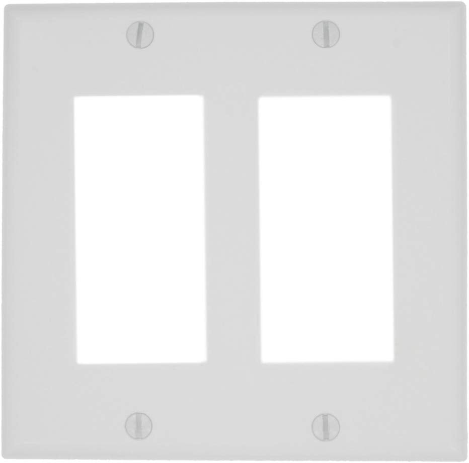 Leviton 80409-NW 2-Gang Decora/GFCI Device Wallplate, Standard Size, White - Consavvy