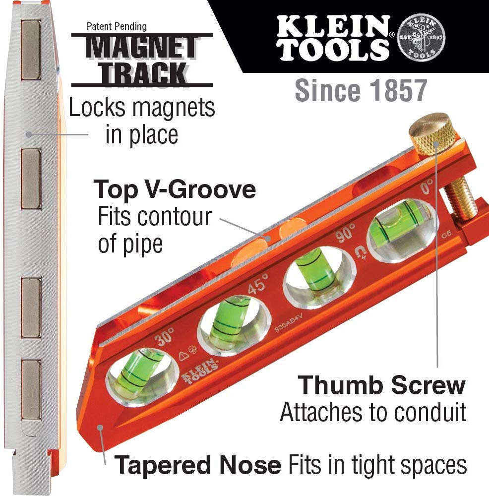 Klein Tools 935AB4V ACCU-Bend™ Level, 4 Vial, REM - Consavvy