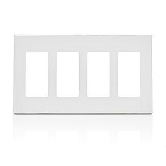 Leviton 80312-SW 4-Gang Decora Plus Wallplate Screwless Snap-On Mount (White)