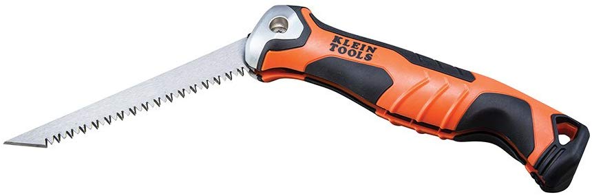 Klein Tools 31737 Drywall Saw, Folding Jab Saw/Utility Saw with Lockback at 180 and 125 Degrees and Tether Hole - Consavvy