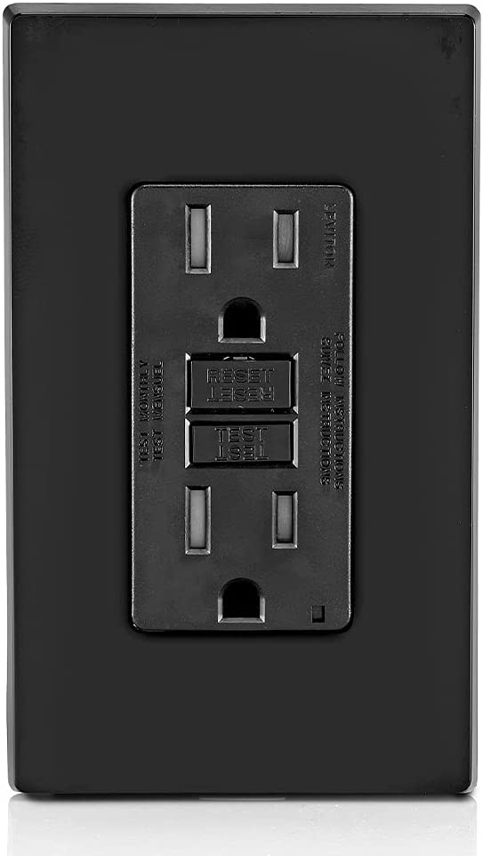 Leviton GFTR1-E/GFTR2-E Smartest Self-Test Smartlockpro Slim GFCI Tamper-Resistant Receptacle with Led Indicator, 15-Amp/20-Amp, Black(Wallplate Included)
