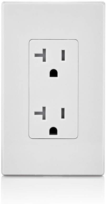 Leviton T5825-W 20 Amp, Tamper- Resistant, Decora Duplex Receptacle, Residential Grade (White) wall plate excluded - Consavvy