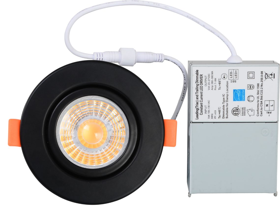Votatec 3″ Gimbal LED Downlight Slim Panel Led Potlight 3000K/4000K/5000K  changeable White/Black/Nickel