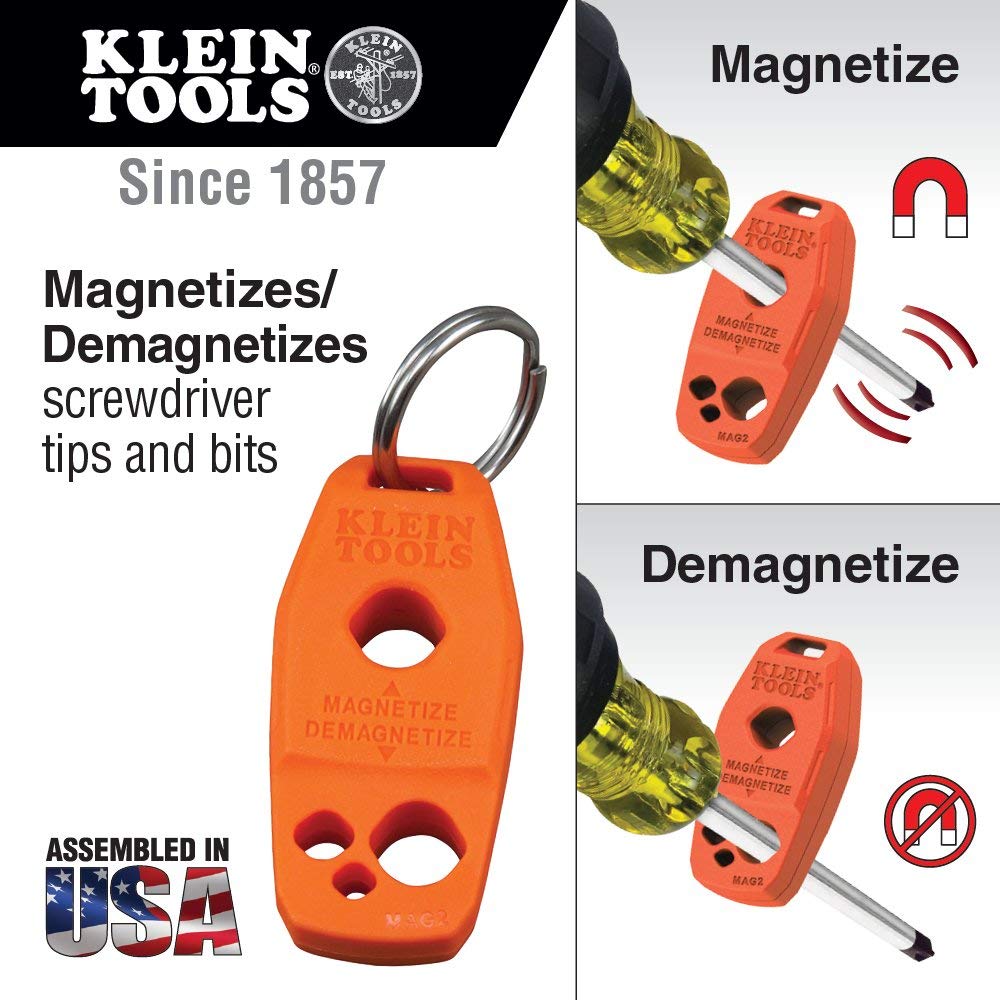 Klein Tools MAG2 Demagnetizer/Magnetizer for Screwdriver Bits and Tips, Makes Tools Magnetic with Powerful Rare-Earth Magnet - Consavvy