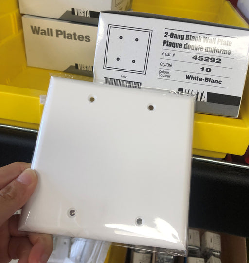 Vista 45292 2-Gang Blank WallPlate White 1Pack
