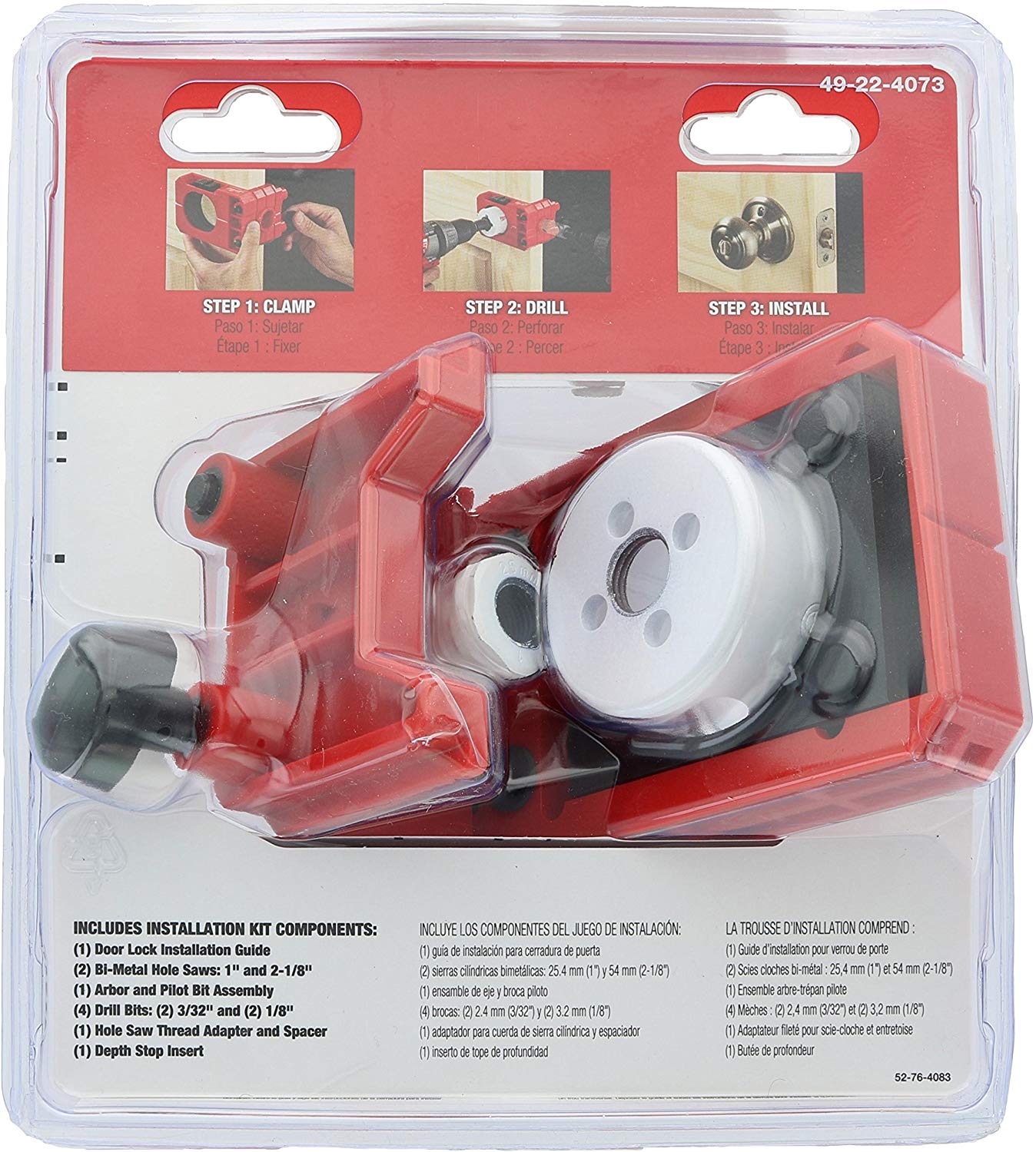 Milwaukee 49-22-4073 Polycarbonate 1-3/8" - 1-3/4" Door Lock and Deadbolt Installation Kit with Included Hole Saw, Auto-Centering Guide and Non-Slip Clamp (Drill / Driver Not Included) - Consavvy