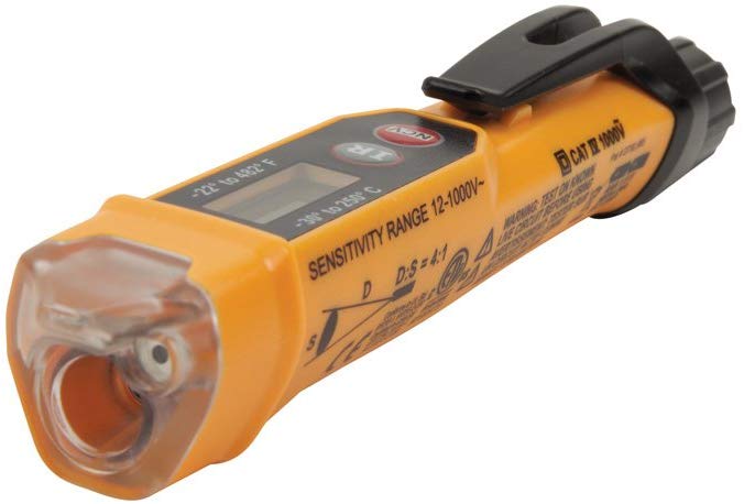 Klein Tools NCVT-4IR Non-Contact Voltage Tester with Infrared Thermometer Tests AC Voltage and IR Temperature - Consavvy