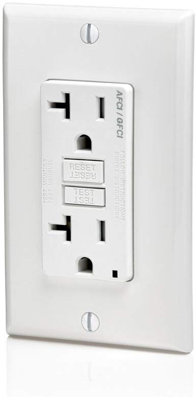 Leviton AFTR2-W 20-Amp, 120-Volt SmartlockPro Outlet Branch Circuit Arc-Fault Circuit Interrupter (AFCI) Receptacle, White wall plate included - Consavvy