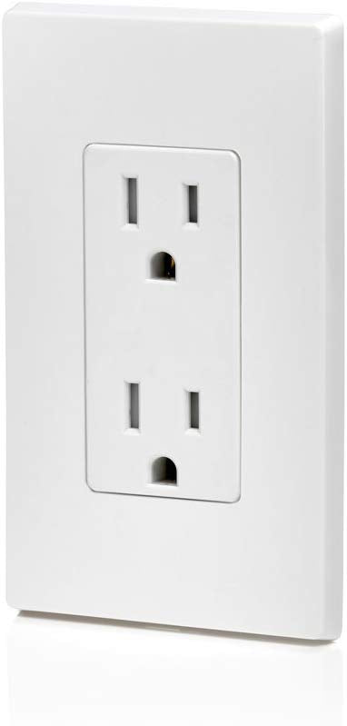Leviton T5325-W 15 Amp 125 Volt, Tamper Resistant, Decora Duplex Receptacle, Straight Blade, Grounding (White) wall plates excluded 1Pack/10 Pack