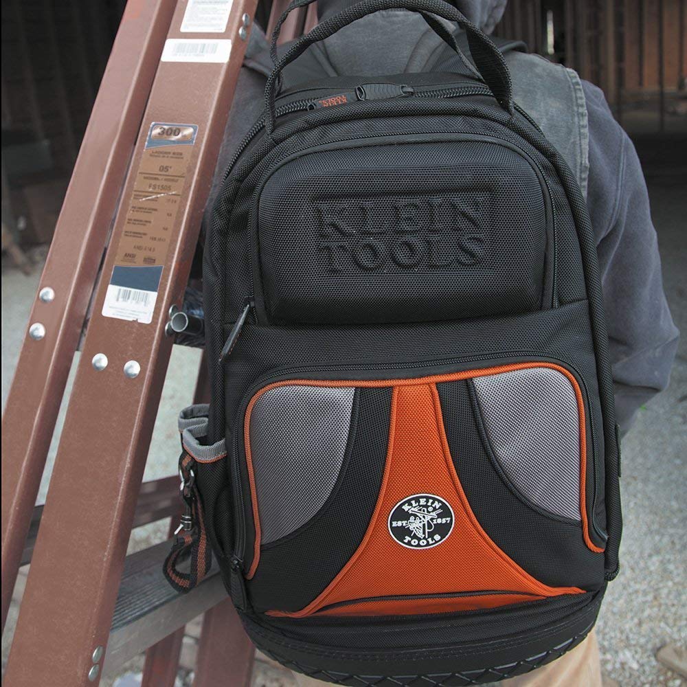 Klein Tools 55421BP-14 Backpack, Electrician Tool Bag, Tradesman Pro Organizer, 39 Pockets and Molded Base - Consavvy