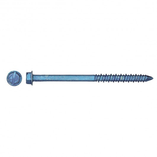 Paulin 1/4" X 1 3/4" HEX WASHER HEAD SLOTTED CONCRETE SCREW WITH BIT-BLUE 1Box(100 Pieces)