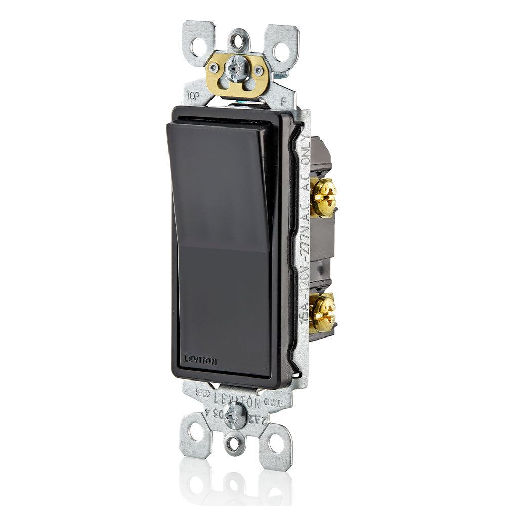 Leviton 5601-P2E Rocker Switch 15A 120/277 Vac 1 Pole Black 1Pack (wall plates excluded)