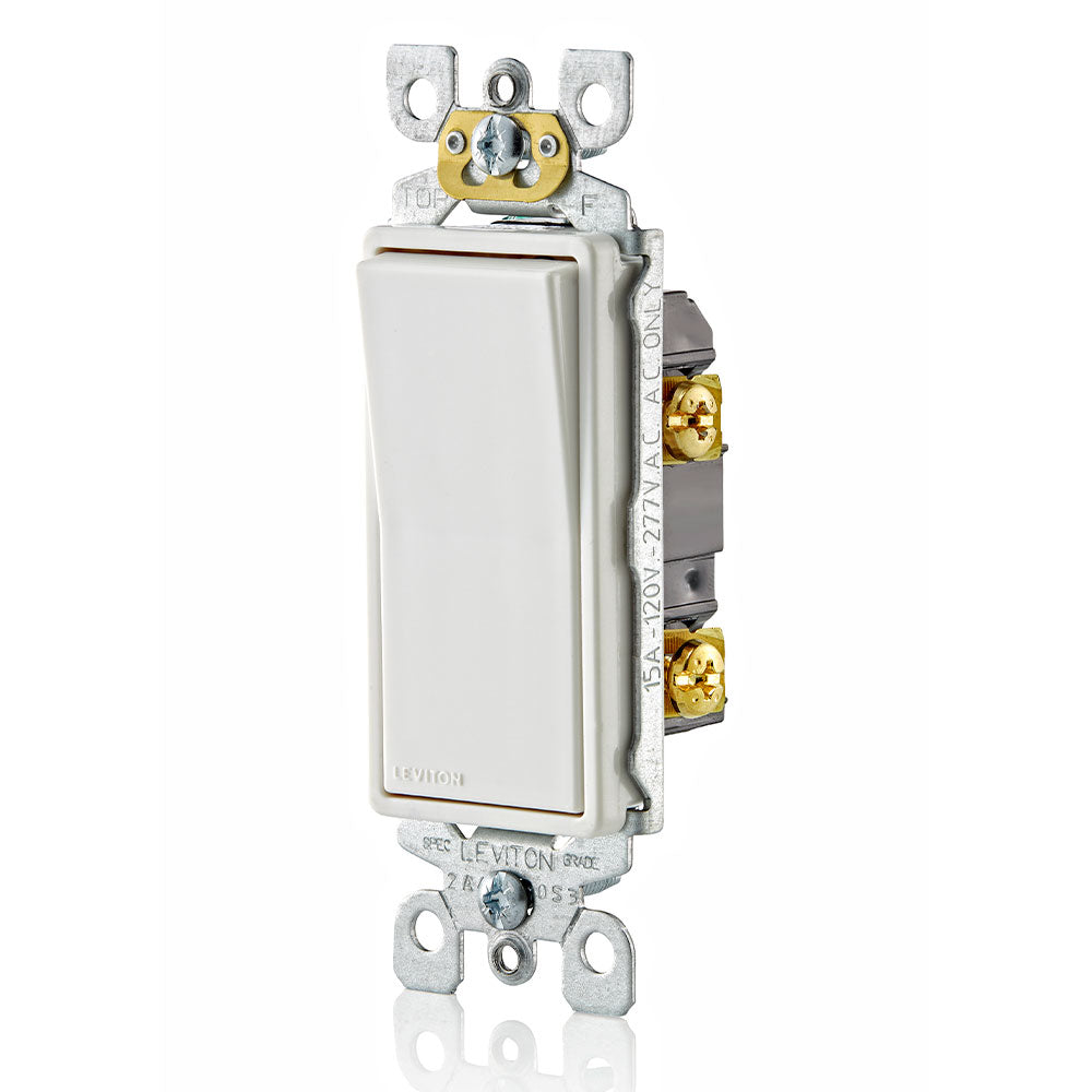 Leviton 5601-P2W Rocker Switch 15A 120/277 Vac 1 Pole White 1Pack/10Pack (wall plates excluded)