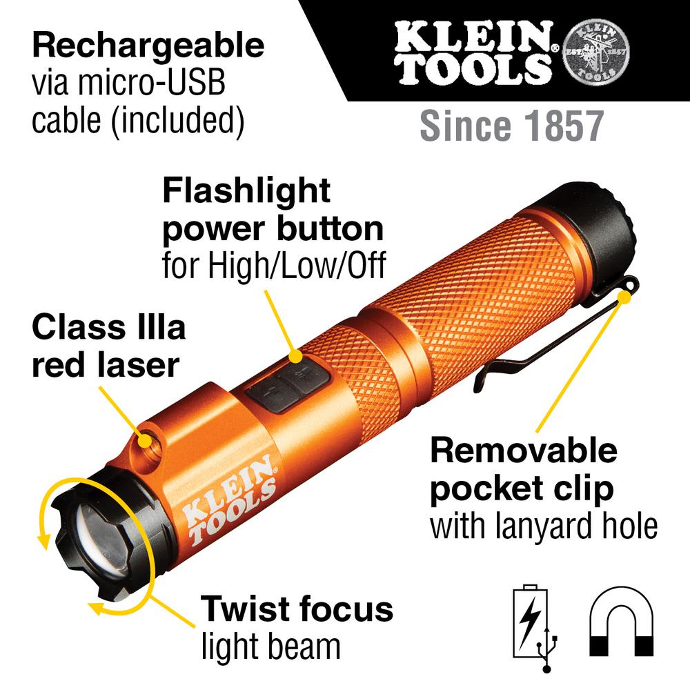 Klein Tools 56040 Rechargeable Focus Flashlight with Laser