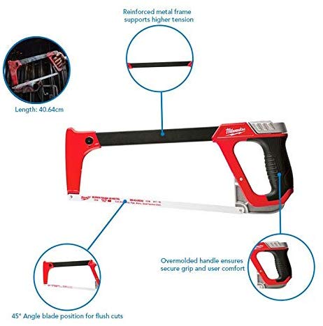 MILWAUKEE ELEC TOOL 48-22-0050 - High-Tension Hacksaw, Reinforced Metal Frame, 12-In. - Consavvy