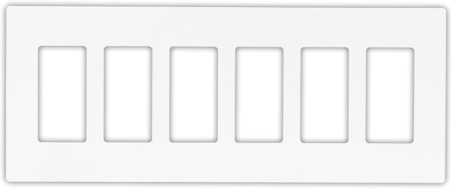 EATON PJS266W Decorative Screwless Wall Plate, 6 Gang, White