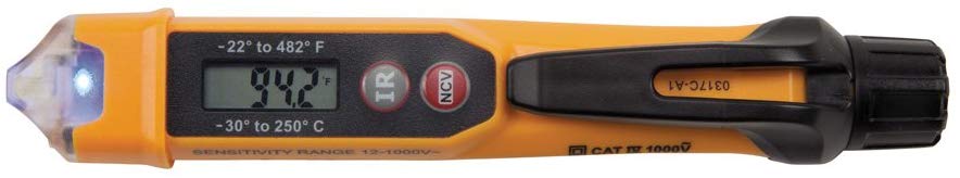 Klein Tools NCVT-4IR Non-Contact Voltage Tester with Infrared Thermometer Tests AC Voltage and IR Temperature - Consavvy