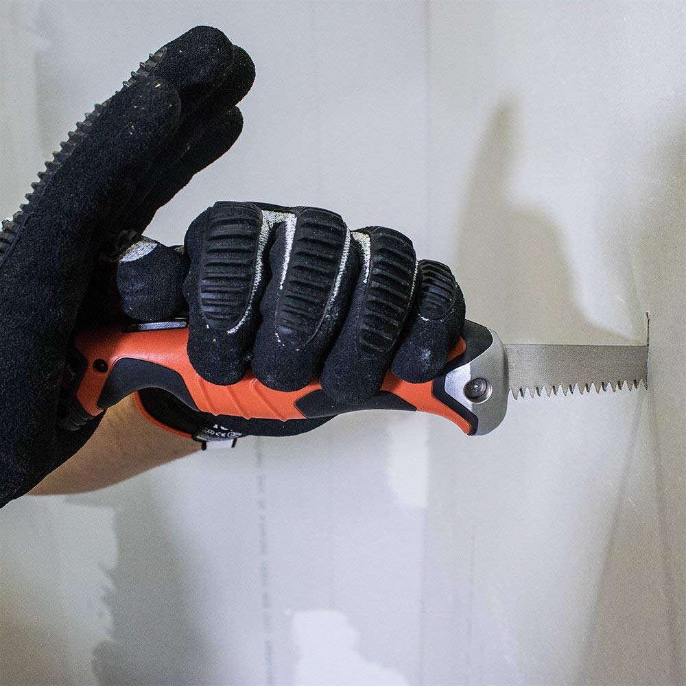 Klein Tools 31737 Drywall Saw, Folding Jab Saw/Utility Saw with Lockback at 180 and 125 Degrees and Tether Hole - Consavvy