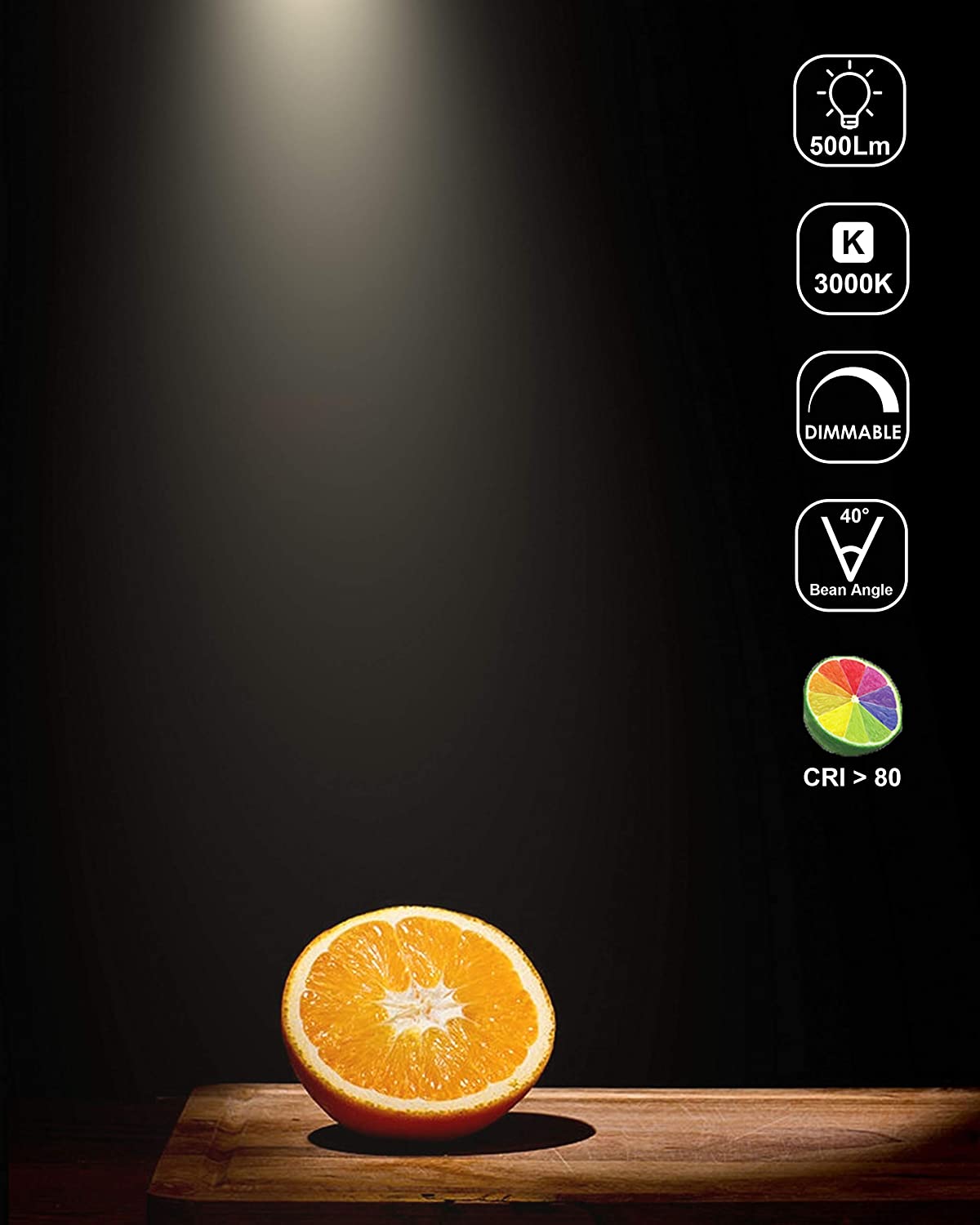 DawnRay LED GU10, 6.5W, 500 Lumens, 3000K/5000K,Warm White/Cool White, Dimmable ,3 Years Warranty