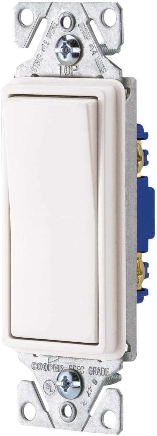 EATON 7501W COOPER SIBGLE POLE SWITCH DECORA 120/277 WHITE - Consavvy