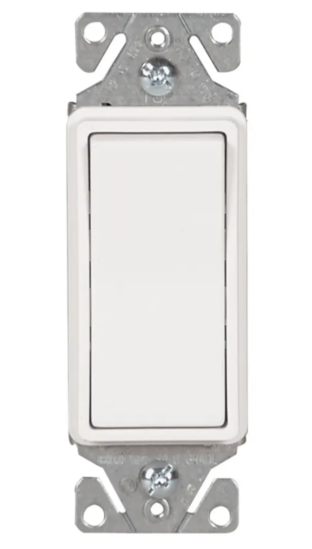 Eaton 7511W-SP-C 15 Amp 120/277V Heavy-Duty Grade Single-Pole Decorator Lighted Switch, White