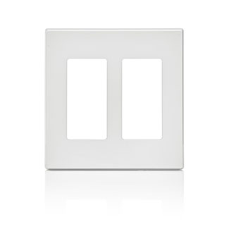 Leviton 80309-SW 2-Gang Decora Plus Wallplate Screwless Snap-On Mount, White