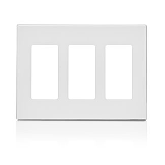 Leviton 80311-SW 3-Gang Decora Plus Wallplate Screwless Snap-On Mount (White)