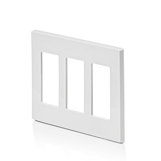 Leviton 80311-SW 3-Gang Decora Plus Wallplate Screwless Snap-On Mount (White)