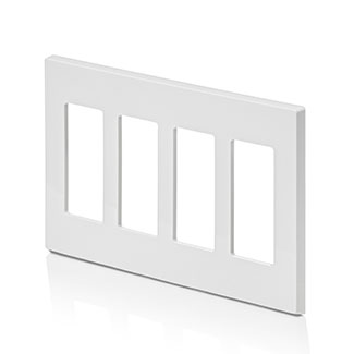 Leviton 80312-SW 4-Gang Decora Plus Wallplate Screwless Snap-On Mount (White)