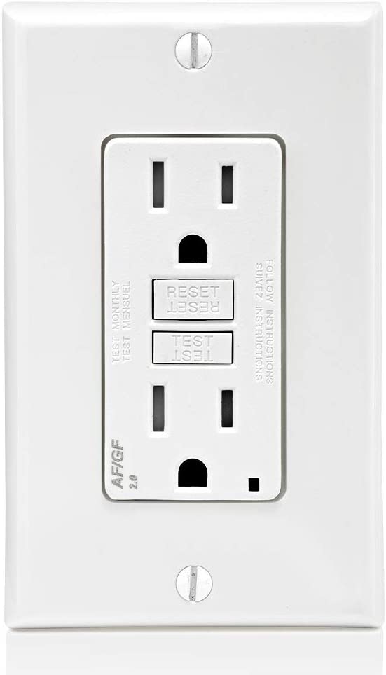 Leviton AGTR1-W SmartlockPro Dual Function AFCI/GFCI Receptacle, 15 Amp/125V,White Wall Plate Included
